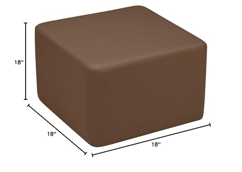 Image of Sprogs 12 inch H Structured Cube Stool -Flexible Modular Collaborative Soft Seating for Office, Home, Lounge and School Classrooms with Durable Frame & Set of 6 inch Legs Add-on -Chocolate