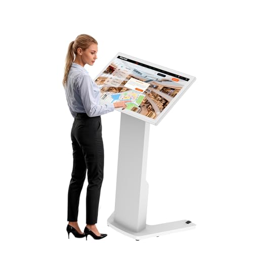 Image of 32 Inch Touch Screen Self Service Kiosk, Floor Standing Digital Signage Display, FHD Android Interactive Information Kiosk for Retail Stores, Restaurants, Shopping Mall Wayfinding, Advertising