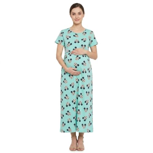 Image of Zero Clothing Feeding Dress for New Moms Casual Loungewear Ankle Length | Cotton Maternity Nighty | Zipless Feeding Dresses for Women | Pregnancy & Nursing Wear