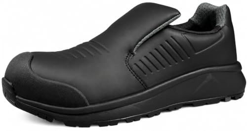 K by Kexin Slip On Safety Toe Shoes for Men Women, Lightweight ESD Shoes, Aluminum Alloy Toe with Reinforced TPU Cap Exceeds Steel Toe Protection, Non Slip, Durable Water Resistant Leather