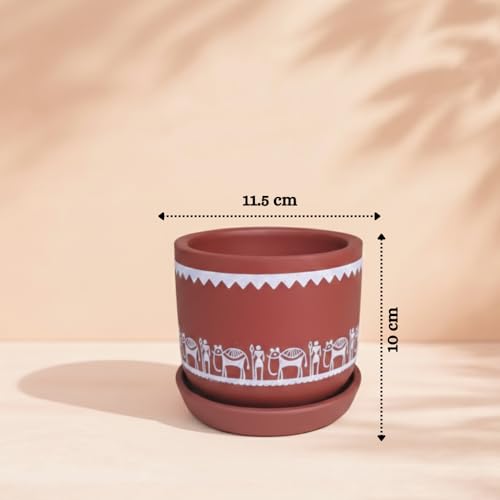 Image of Urban Upvan Terracotta Flower Pots for Garden, Dining Table & Home Decor | Elegant Planter for Living Room & Indoor Plants| Worli