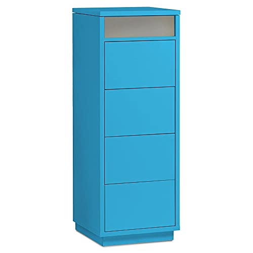 AILEENSTORE Kommode mit 4 Schubkästen, Klapp-Deckel & Dokumenten-Ablage mit Glasfenster - Schubladen-Turm - Push-To-Open Sideboard - Farbe: türkis-blau AILEENSTORE Kommode mit 4 Schubkästen, Klapp-Deckel & Dokumenten-Ablage mit Glasfenster - Schubladen-Turm - Push-To-Open Sideboard - Farbe: türkis-blau