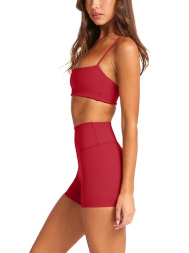Image of LASLULU Womens Adjustable Spaghetti Straps Sports Bra Square Neck Wireless Padded Workout Yoga Crop Tops