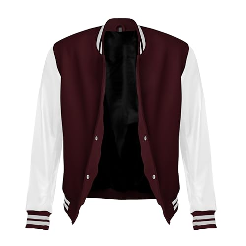 Image of Red And Black Letterman Jacket Men - Mens Black Varsity Letterman High School Baseball Bomber Jacket