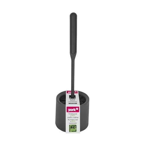 York Klobürste Toilettenbürste Set WC Bürste Mit Halter WC Innenbehälter Garnitur Toilettenreinigung Für Hotel Gasthof Pension Restaurant Für Hygiene im Bad Modern Schwarz Matt 35 x 11 cm