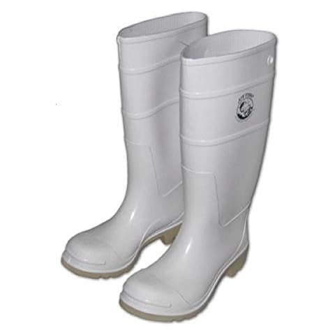 Joy Fish white rain boots commercail grade heavy duty for fishing, construction and general works.(13) - waterproof Cover