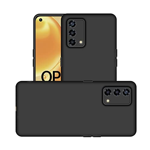 Image of Case Creation Liquid TPU Silicone Cover for OppoF19 Soft Case,Anti-Dirty Slim Case Frosted Matte Cute Candy TPU Raised Bezel (Splash of Color) Back Case Cover for Oppo F19 -Black