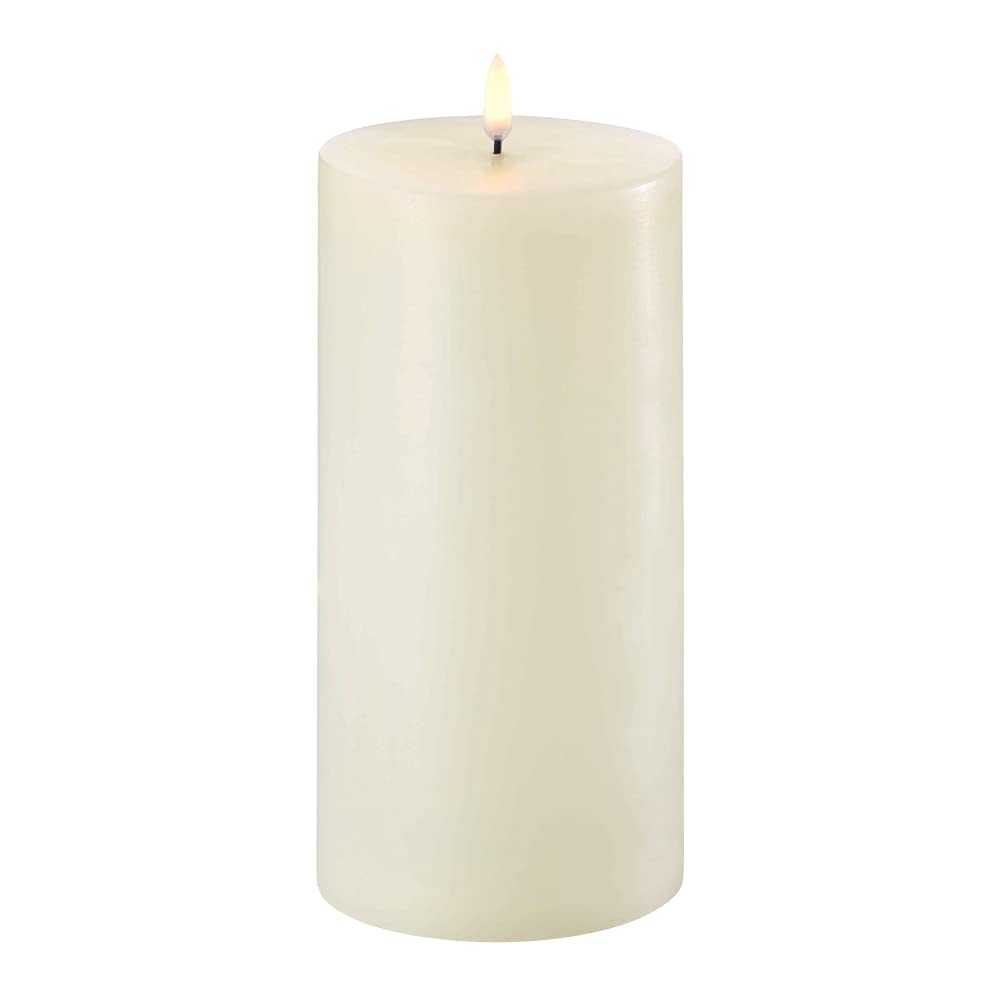 UYUNI Lighting | Flameless LED Battery Operated Pillar Candle | 10cm x 20.3cm | Ivory