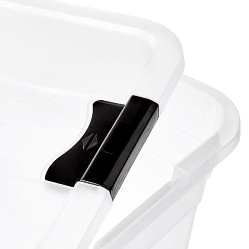 keeeper Aufbewahrungsbox mit Rollen, Deckel und Schiebeverschluss, 79,5 x 39,5 x 41 cm, 83 l, Konrad, Transparent
