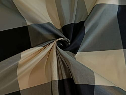 Tissu taffetas de soie Crème gris noir TAFC44 en coupon de 4 x 10 cm pour mercerie