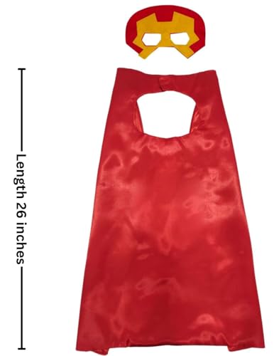 Image of BookMyCostume Kids Superhero Cape and Eye Mask Set for Boys & Girls - Fancy Dress for School Annual Day, Dance Drama & Theme Birthday Return Gift | Aged 3-10 Years