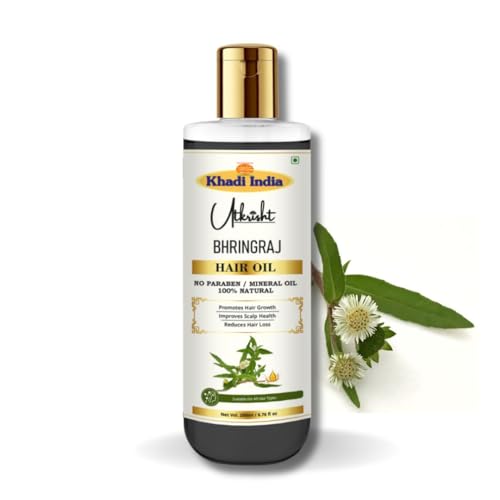 Image of Khadi Bhringraj Hair Oil 200ml | Ayurvedic Herbal Hair Oil for Hair Growth & Thicker Hair | Non-Sticky, Paraben & Mineral Oil Free | For All Hair Types | Daily Use for Men & Women