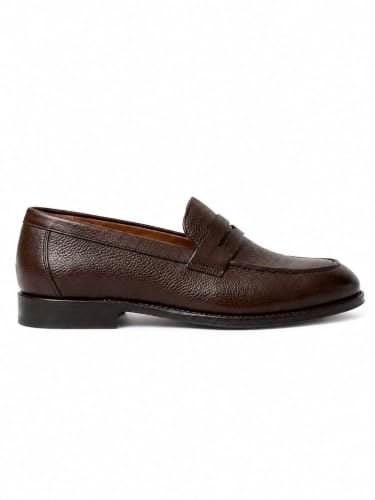 Image of Leather Flap Penny Loafers with TPR Sole for Men