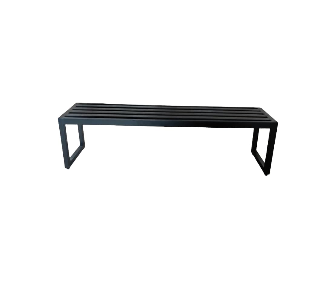 BUGAKI Metal Bench, Black, 63x16x17 Inches, Slatted Design 3