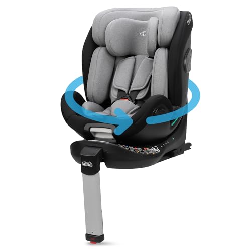 Booboo Safety Barcelona, drehbarer Kindersitz mit Isofix 40-150 cm, Reboarder mit Standfu&szlig;, Autositz ab Geburt - Black Grey