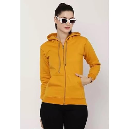 Image of Clotth Theory Women's Cotton Fleece Hooded Neck Sweatshirt | Hoodie Jacket with Kangaroo Pocket