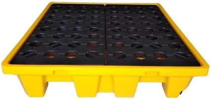 Drum Spill Containment Pallet, Polyethylene Heavy-Duty with Drain, Leak Proof Platform for Industrial Chemical Storage,51.2x26.8x6.9in Yellow-1 Pack,5 Pack-47.2x23.6x6.7in
