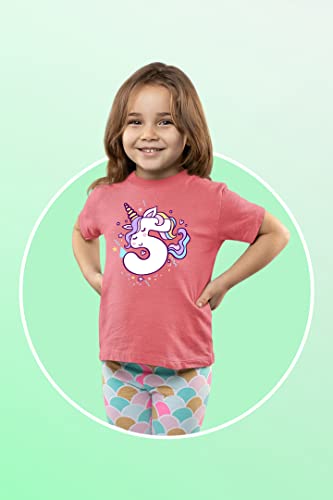 Image of Unicorn 5th Birthday Shirt Outfit for Girls 5 Year Old Fifth Birthday Five Tshirt