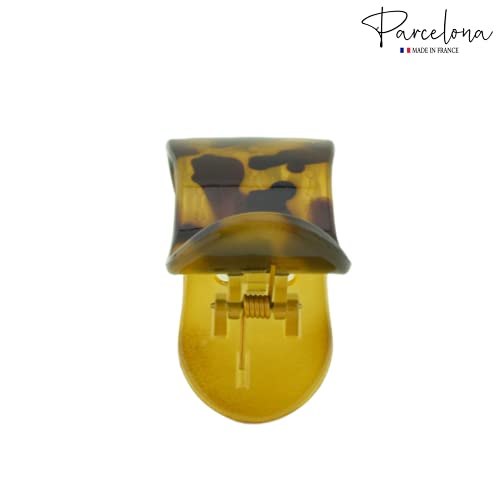 Parcelona French Simply Bear Paw Medium 3” Celluloid Acetate Side Slide In Jaw Yoga Fine Hair Claw Clip For Women And Girls (Light Tortoise Shell) #TOP2