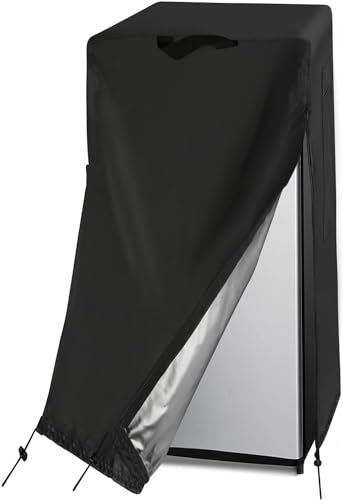 Image of Refrigerator Cover for Most 20-30Cu Ft French Door Refrigerator, Waterproof Upright Freezer Cover for Side-by-Side Refrigerators, Large Heavy Duty Top Fridge Covers (37 inch W x 37 inch D x 71 inch H)