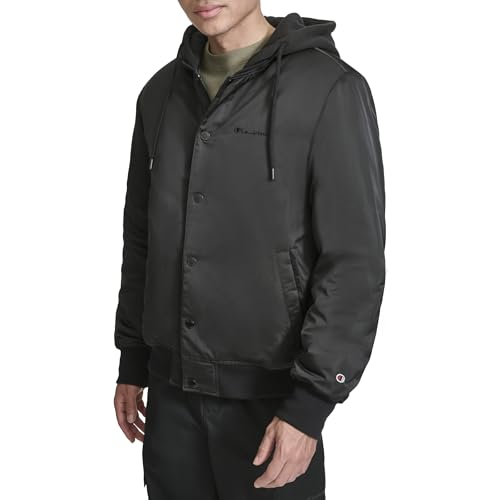 Champion Men's Hooded Varsity Bomber Jacket with Quilted Lining3