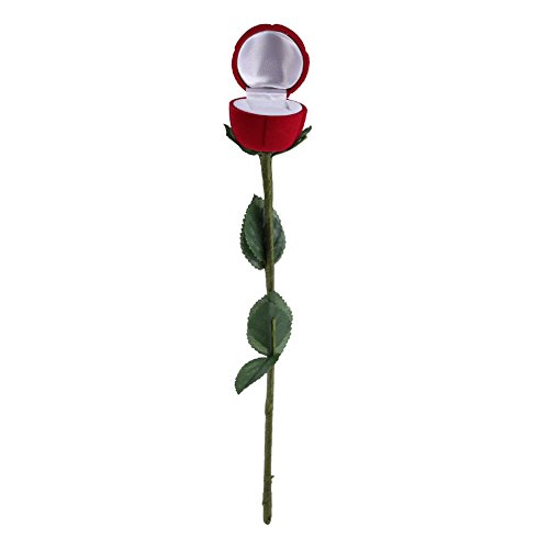 Image of Lilone Plastic 1 X Surprise Red Rose Wedding Ring Box Earrings Pendants Jewelry Case Valentine Gift (Empty)