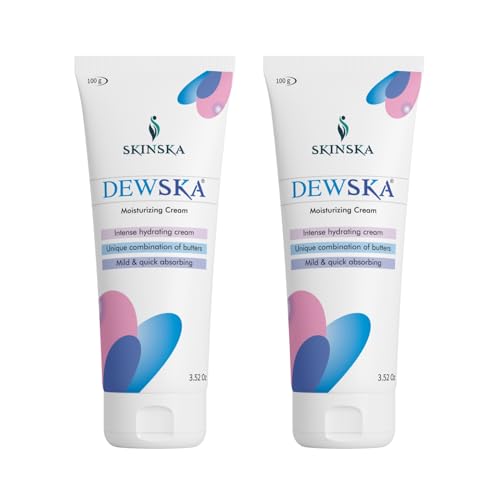 SKINSKA NATURALS Dewska Moisturizing Cream 100g with Cocoa & Shea Butter, Aloe Vera & Vitamin E for Rough & Dry Skin – Daily Face & Body Moisturizer for Men & Women (Pack of 2)