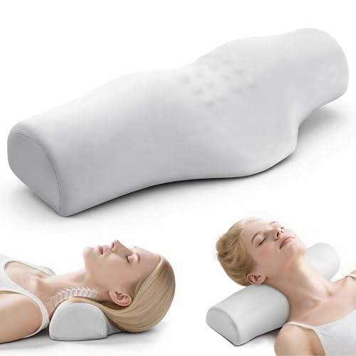 DIIKEN Cervical Neck Pillows,Orthopedic Roll Pillow for Neck Pain Relief,Sleeping Decompression Devices Support and Shoulder Relaxer,High-Density Memory Foam,Neck Bolster (Adult Size)
