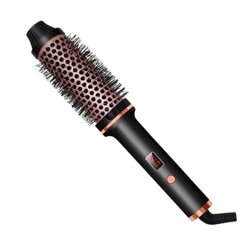 Knoruley Cepillo Rizador de Pelo con Doble PTC, Peine Alisador de Pelo con Calefacción, Cepillo Térmico Voluminizador de 38 mm, Rizador Iónico, Enchufe Europeo