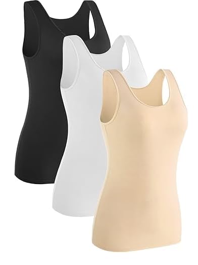 ikkai Women’s Round Neck Sleeveless Cami Shaper Tummy Control Shape Wears Tank Tops Pack of 3-picture-45