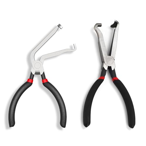 Electrical Disconnect Pliers, Automotive Electrical Connector Disconnect Pliers for Cars, Fuel Line Petrol Clip Pipe Pliers, Long Spark Plug Disassembly Pliers for Push Tab Style Plugs (Straight+60°)
