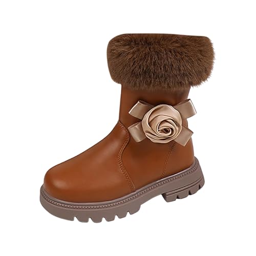 Girls High Top Ankle Boots Kids Casual Leather Fall Boots Winter Warm Thick Bottom Non Slip Mid Calf Booties