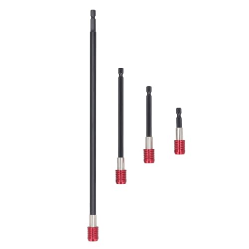 Juego de Extensión Brocas 50 mm, 100 mm, 150 mm y 300 mm, Acero Aleación, Vástago Hexagonal 1/4 Pulgada para Taladro y Atornillador