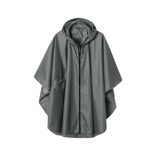 Rain Ponchos for Unisex Adults Raincoat Hooded Waterproof Reusable Fashion Lightweight Zip Up Rainjacket