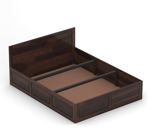 Image of Double Bed King Size Sheesham Wood - Premium Wooden Furniture (Walnut Finish, King Size)
