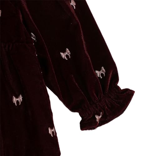 Image of miniklub Baby Round Neck Knee Length Woven Cotton Dress With Hairband (Maroon Color)