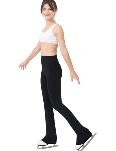 Girls Figure Skating Pants Soft Stretch High Waisted Practice Ice Skating Leggings for Kids Teen Workout Training4