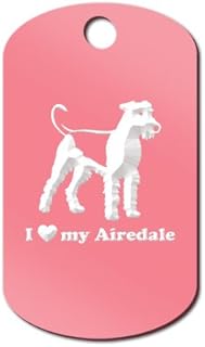 I Love My Airedale Engraved Keychain/GI Tag Mister Petlife Terrier Pink