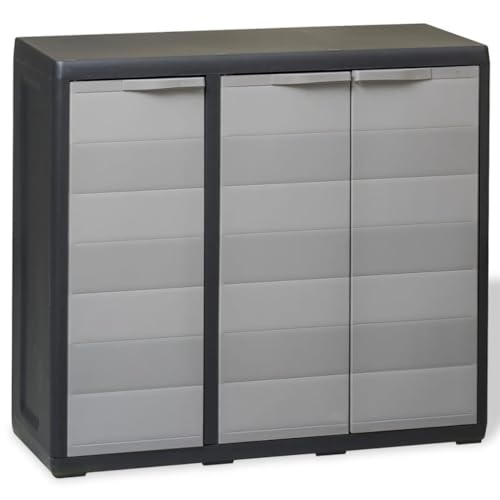 vidaXL Gartenschrank mit 2 Regalen Haushaltsschrank Kunststoffschrank Spindschrank Schrank Spind...
