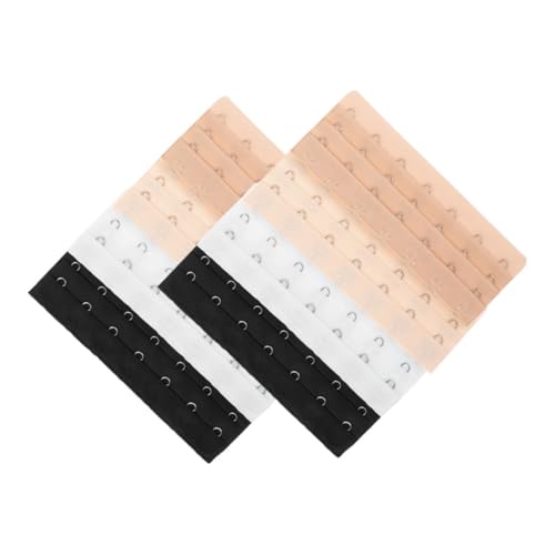 Genérico 8 piezas Extensores de Sujetador Ganchos Elásticos Acero Inoxidable Alargadores de Corchetes para Cómodos y Prácticos para Mujer Colores Negro Blanco y Dorado Versátil para Diario