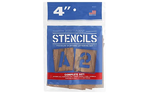 PRO ART Stencil, 4-inch Set, Letters and Numbers