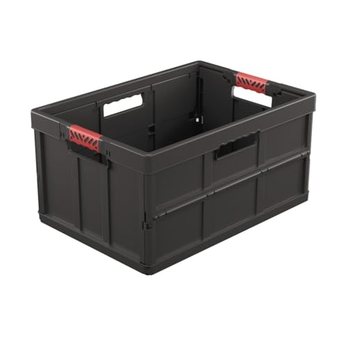 keeeper benno Stabile Profi-Klappbox mit Softgriffen, 45 l, Bis 50 kg Tragkraft, Lebensmittelecht, 54 x 37 x 27,5 cm, 45 l, Graphite