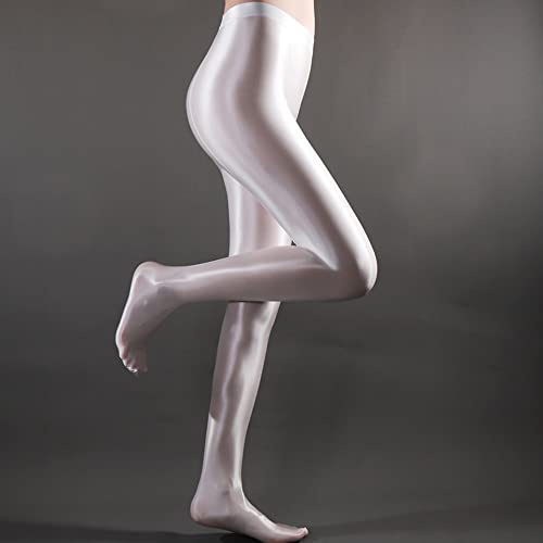 Image of cloudmall Women Sexy Semi Opaque Pantyhose Running Tights Yoga Leggings Oil Shiny Stocking