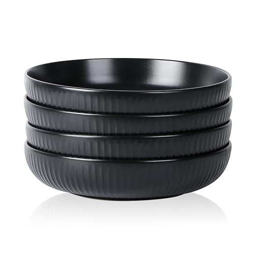 Image of Stone Lain Logan Stoneware Pasta Bowl Set of 4, Black