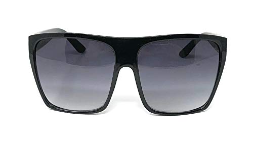 Large Oversized Retro Fashion Square Flat Top Sunglasses (Black-Gold)2