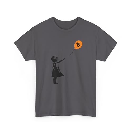 Banksy Girl with Balloon Bitcoin T-Shirt Charcoal