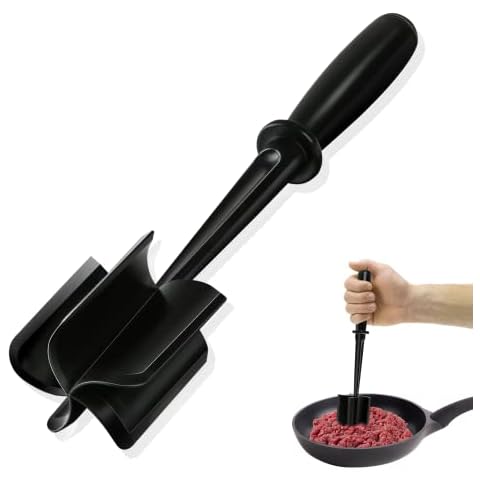 Meat Chopper, Hamburger Chopper, Potato Masher-Professional Multifunctional Heat Resistant Nylon Ground Beef Smasher Kitchen Tools And Gadgets, ​Safe For Non-Stick Cookware Cover