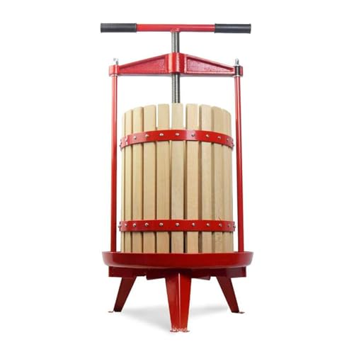 Prensa Manual para Vino Y Sidra De Frutas, Exprimidor Tradicional Vintage, Cesta Hueca De Madera, 12 L (3,2 Galones), Mango En T, Fácil De Desmontar Y Limpiar, Ideal para El Hogar Y Fiestas