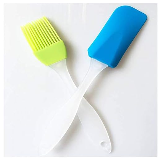KitchenFest Silicone Spatula and Pastry Brush Set - for Cake Mixer, Decorating, Cooking, Baking, Glazing, (1 Pastry Brush and 1 Spatula)