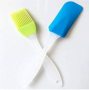 Silicone Spatula and Pastry Brush Set - for Cake Mixer, Decorating, Cooking, Baking, Glazing, (1 Pastry Brush and 1 Spatula)